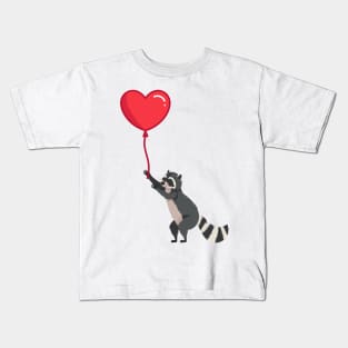 Love please come back, racoon with heart ballon design Kids T-Shirt